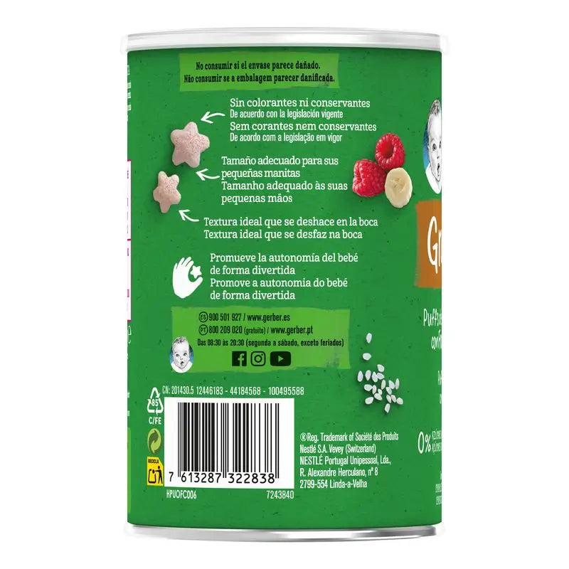 Gerber Puff Puff Bio Müsli & Himbeere Snack, 35 g