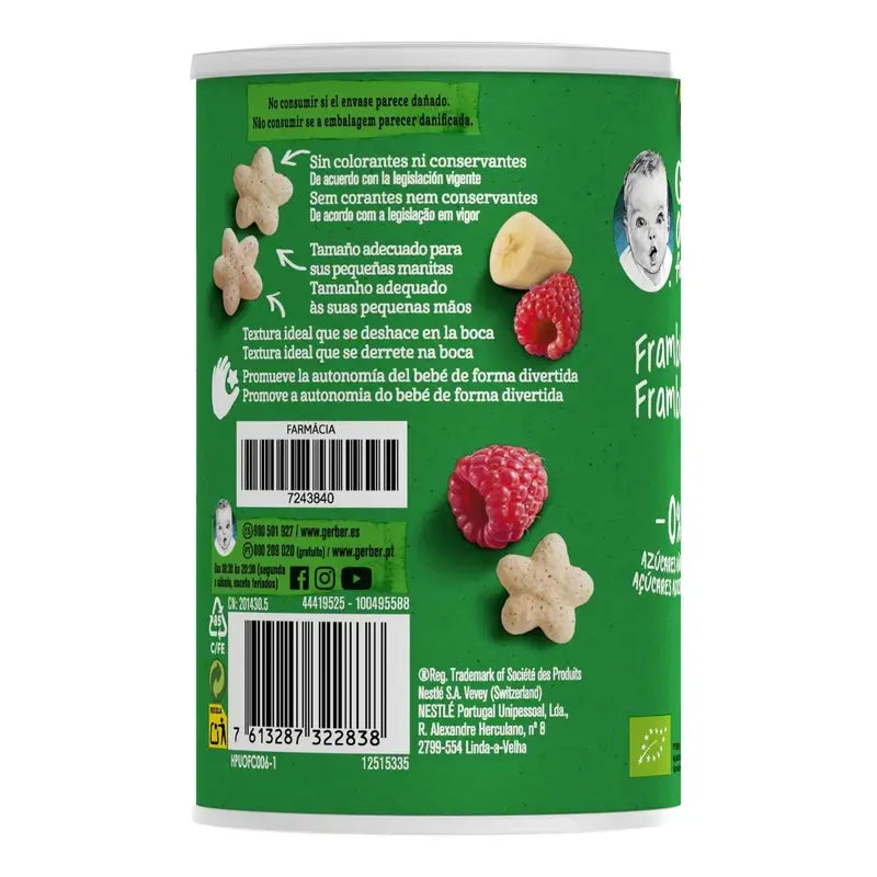 Gerber Puff Puff Bio Müsli & Himbeere Snack, 35 g