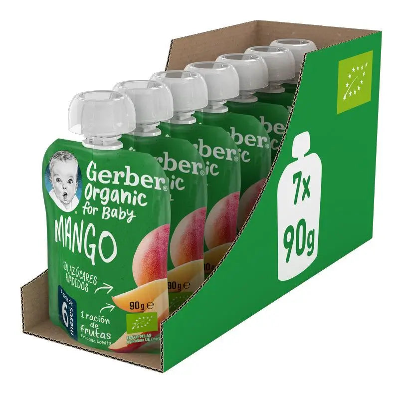 GERBER Pack Bio-Mango-Beutel, 90g x 7 Stück