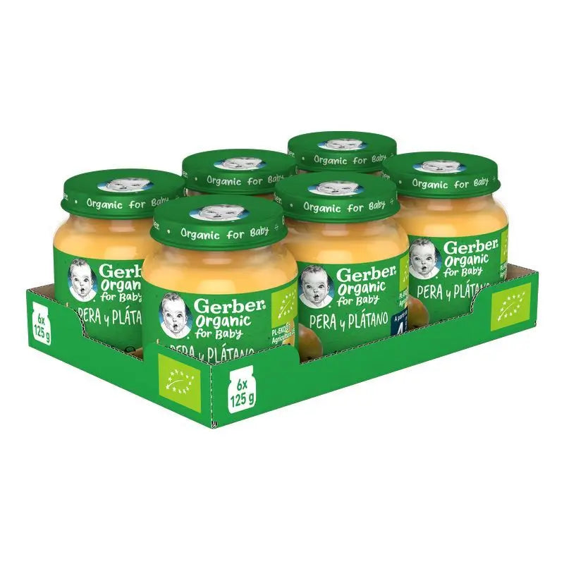 GERBER Pack Bio-Birne Platano Birnengläser, 125g x 6 Stück