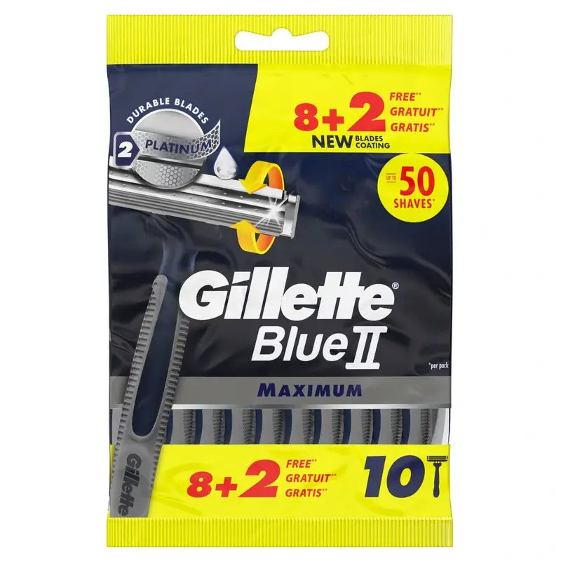 Gillette Blue Ii Max Einwegrasierer X10, 2 Klingen Gleitgel