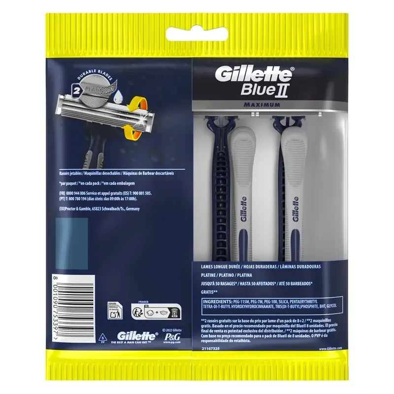 Gillette Blue Ii Max Einwegrasierer X10, 2 Klingen Gleitgel