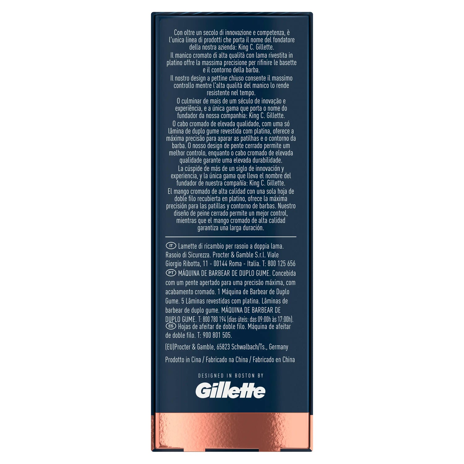 Gillette King C. Double Edge Rasiermesser Bart + 5 Klingen