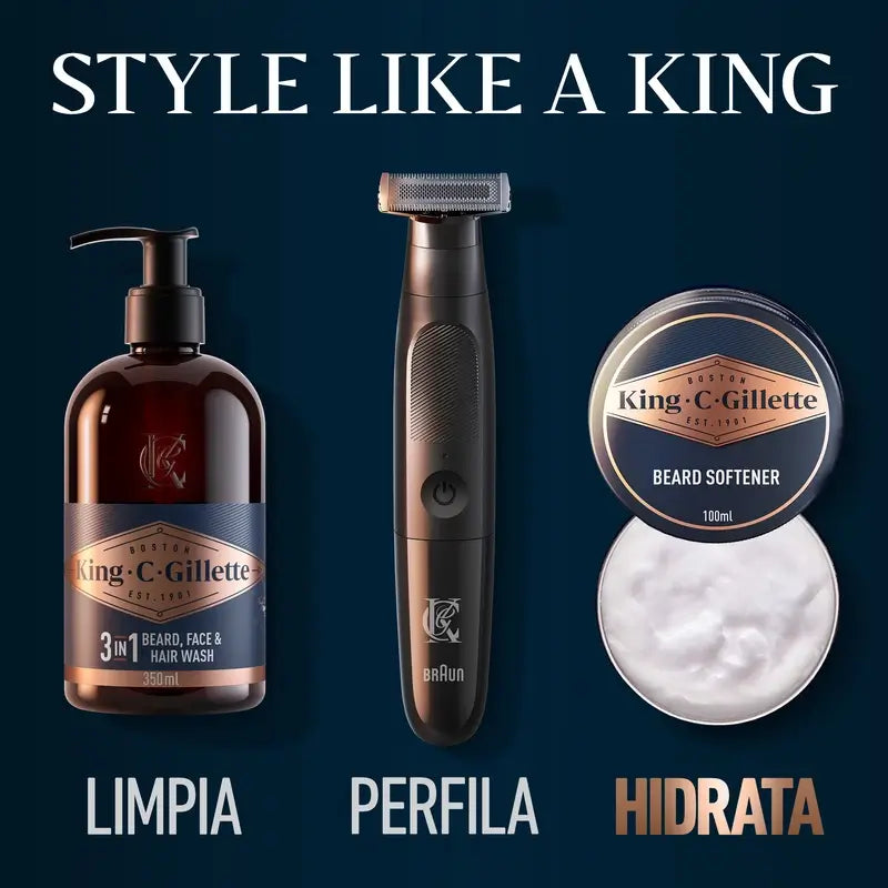 Gillette King C. Beard Geschenkpaket 1 Reinigungsgel 350ml + 1 Balsam 100ml + Etui
