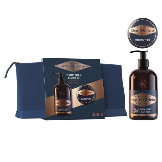 Gillette King C. Beard Geschenkpaket 1 Reinigungsgel 350ml + 1 Balsam 100ml + Etui