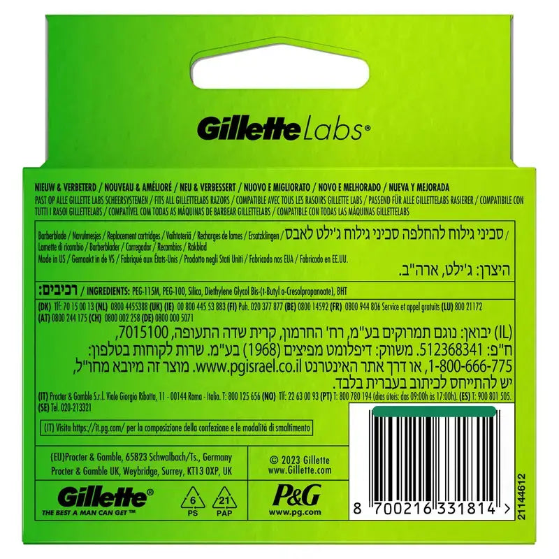 Gillette Labs Nachfüllpackungen, 6 x 2 Stück.