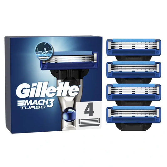 Gillette Mach3 Turbo Rasierer für Männer, 4 Stück.