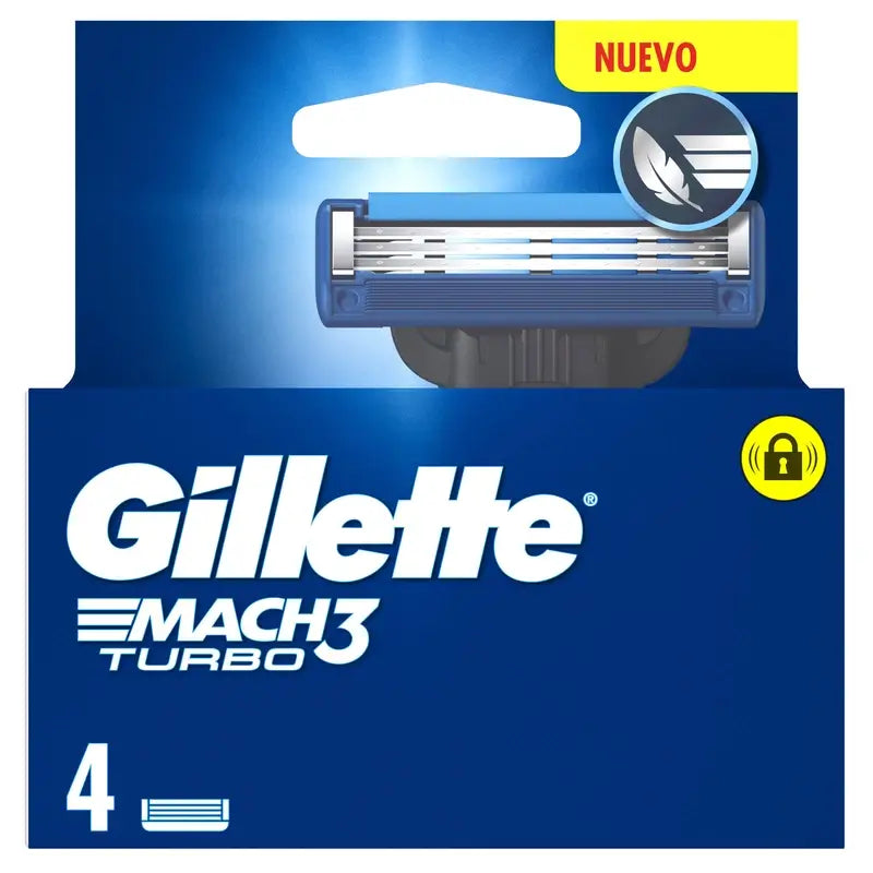Gillette Mach3 Turbo Rasierer für Männer, 4 Stück.