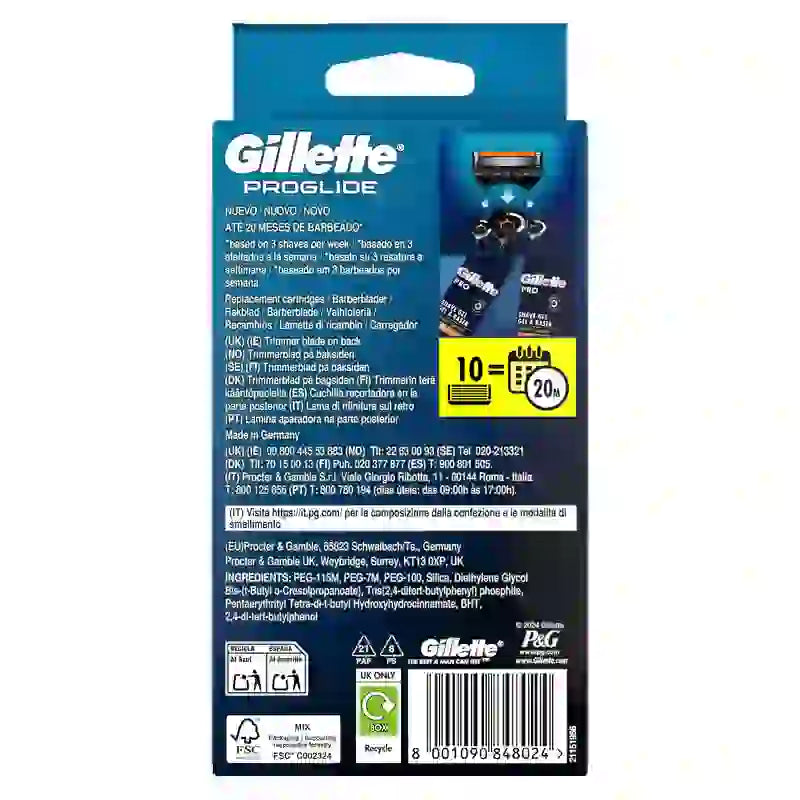 Gillette Proglide Nachfüllpackung, 8+2 Nachfüllungen