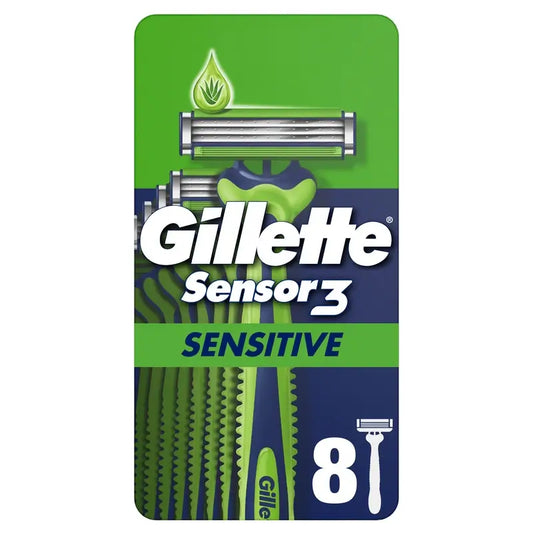 Gillette Sensor3 Sensitive Einweg-Rasierer für Männer Gleitstreifen, 8 Stück.