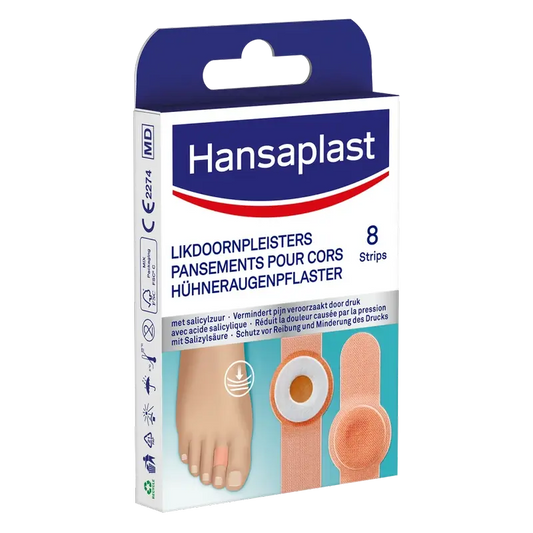 Hansaplast Salicylsäure-Bandage für Hühneraugen und Schwielen, 8 Stück.