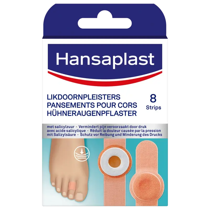 Hansaplast Salicylsäure-Bandage für Hühneraugen und Schwielen, 8 Stück.