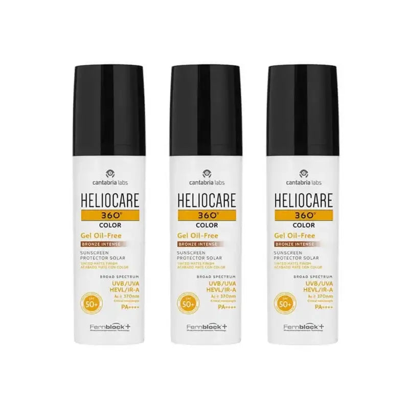 Heliocare 360° Colour Gel Oil-Free Spf 50+ Bronze Intensiver Farbton, 3X50 Ml