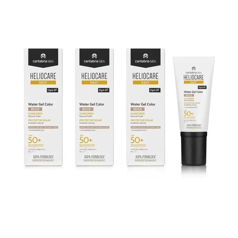 Heliocare 360º Farbe Wasser Gel Beige Beige Spf 50+, 3X50 Ml