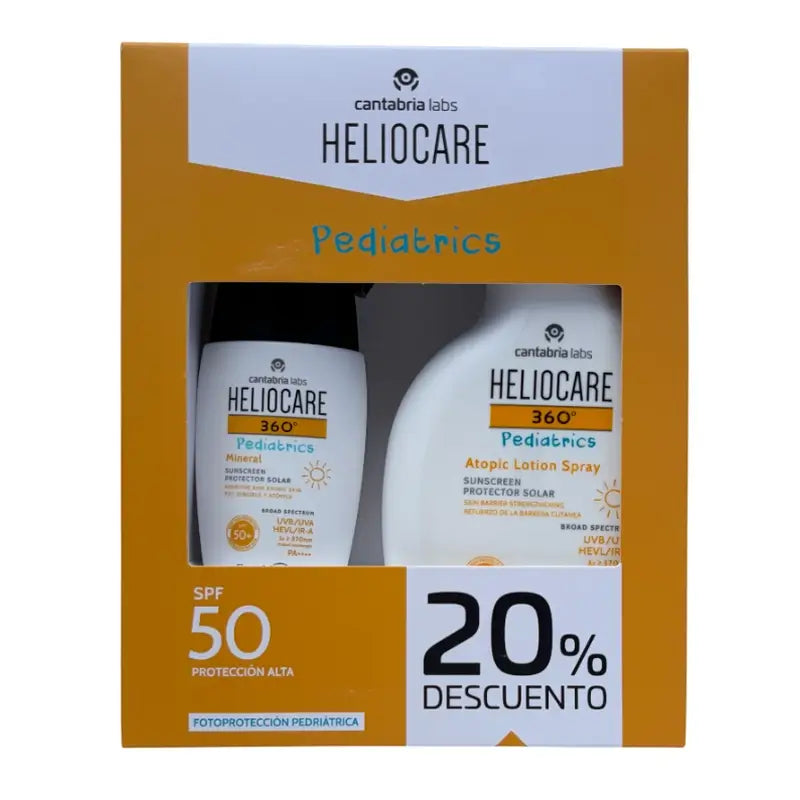 Heliocare 360 Pädiatrie Mineral Spf 50+ 50 ml + Heliocare 360 Pädiatrie Atopic Lotion Spray Spf 50 250 ml