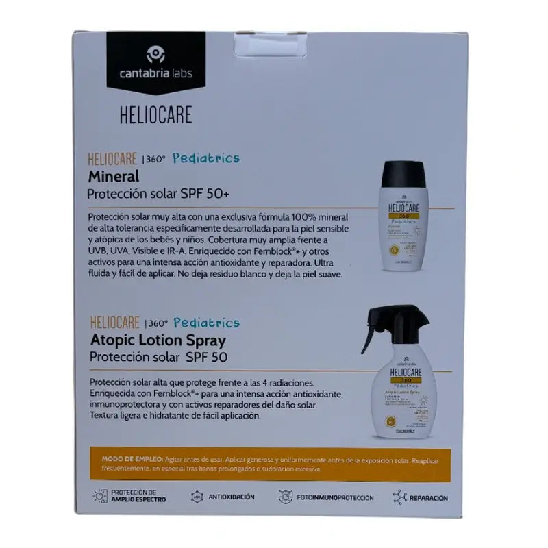 Heliocare 360 Pädiatrie Mineral Spf 50+ 50 ml + Heliocare 360 Pädiatrie Atopic Lotion Spray Spf 50 250 ml