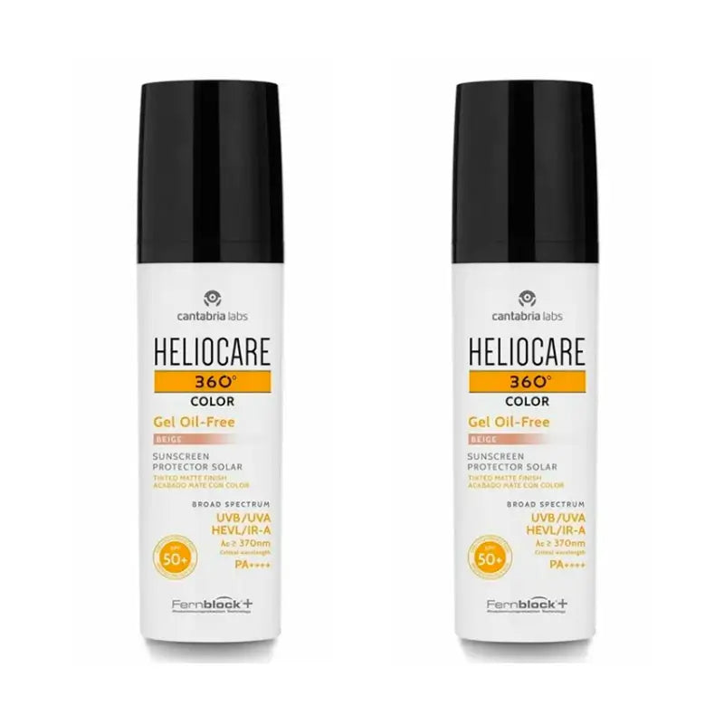 Heliocare Duplo 360º Farbgel Ölfrei Beige Spf 50+, 2X50 Ml