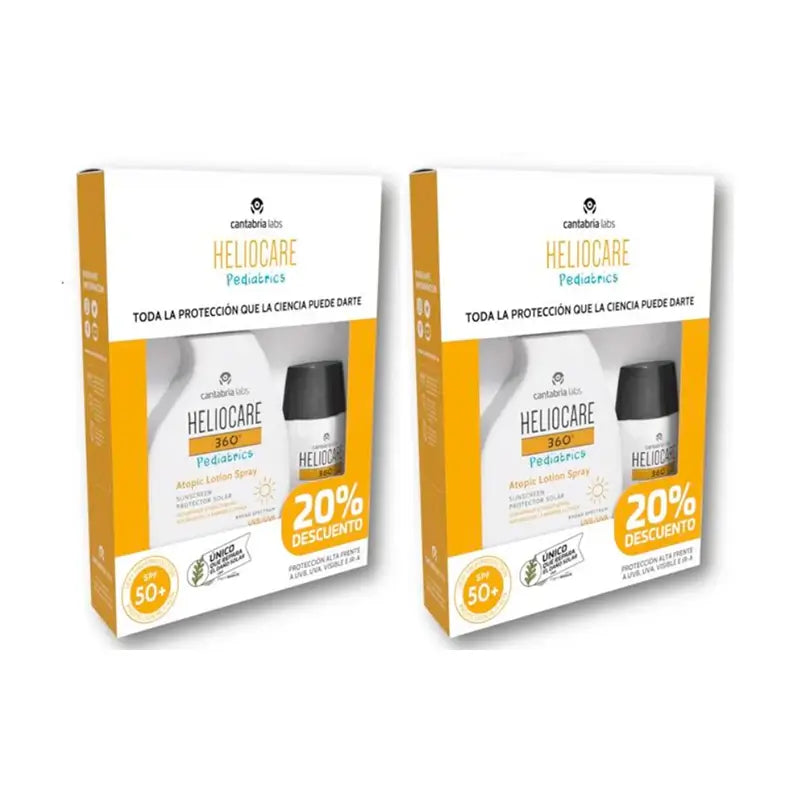 Heliocare Duplo 360º Pack Pädiatrisches Mineral 50Ml + Atopische Pistole 250Ml