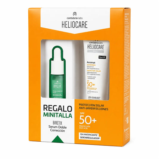 Heliocare Pack 360 Acnimat 50Ml+ Minitalla Biretix Doppelkorrektur Serum 10 Ml