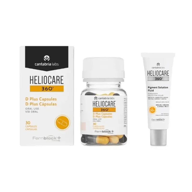 Heliocare Pack 360º D Plus 30 Kapseln + Pigment Solution Fluid Spf50+ 50 Ml