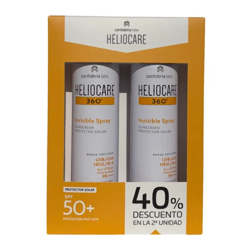 Heliocare Duplo Pack 360 Unsichtbares Spray Spf 50, 2 Stück