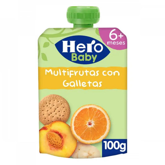 Hero Baby Mehrfruchtsäckchen mit Keksen, 100G