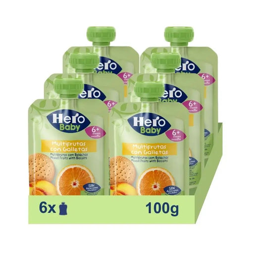 Hero Baby Pack Multifruchtbeutel mit Keksen, 6 x 100 g