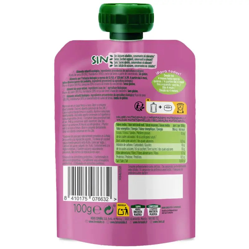 Held Baby Pack Himbeere Birne Sachet Solo Mnt, 18 X 100 Gr