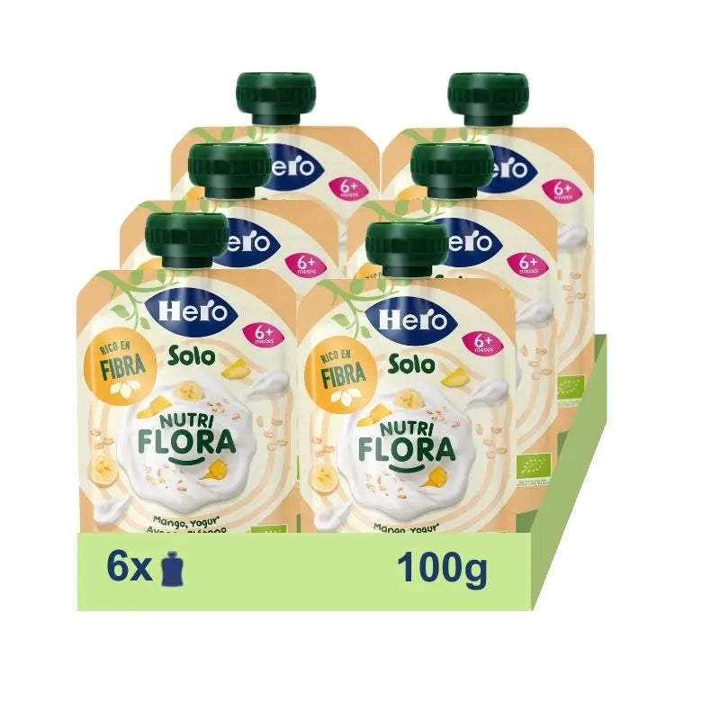 Hero Baby Pack Solo Nutriflora Mango, Joghurt, Banane & Haferflocken, 6 X 100 g