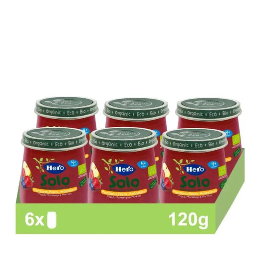 Hero Baby Pack Eco Apfel, Erdbeere & Heidelbeere Solo-Glas, 6 x 120 Gramm