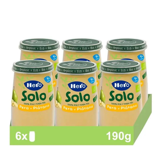 Hero Baby Pack Eco Birne & Banane Solo-Glas, 6 x 190 Gramm