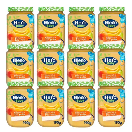 Hero Baby Pack Drei Früchte Auswahl Glas, 12 X 190 Gr