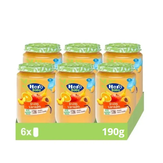 Hero Baby Packs Assorted Fruit Gläser, 6 x 190 Gramm