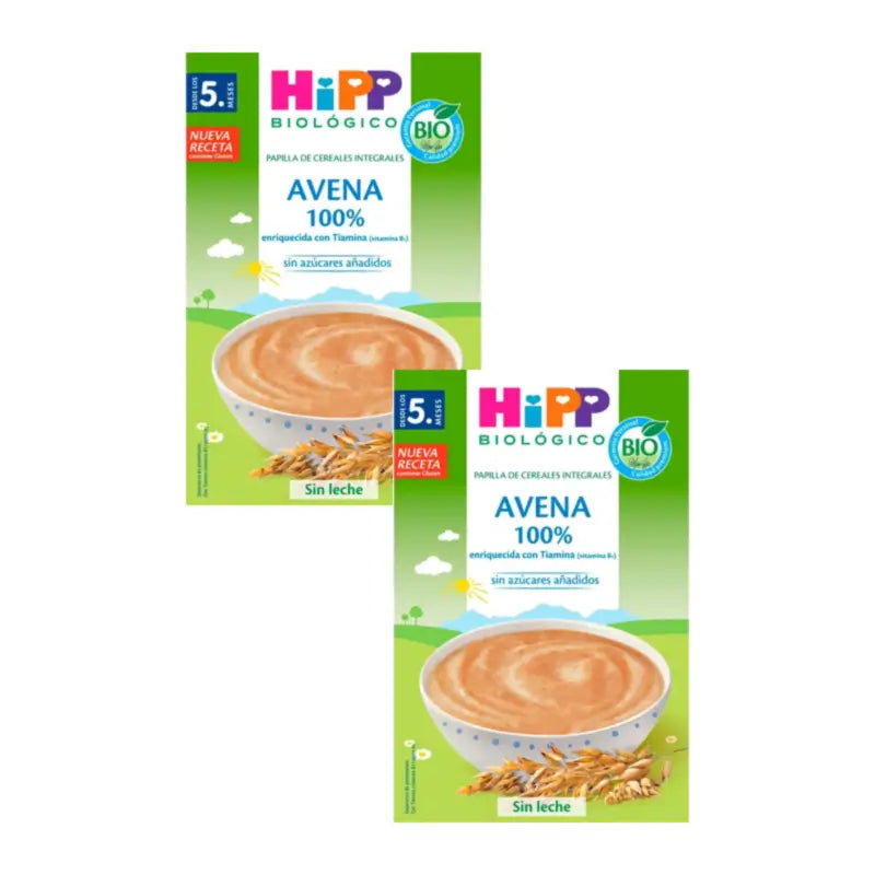 Hipp 100 % Hafer – Bio-Getreidebrei, 2er-Pack à 200 Gramm