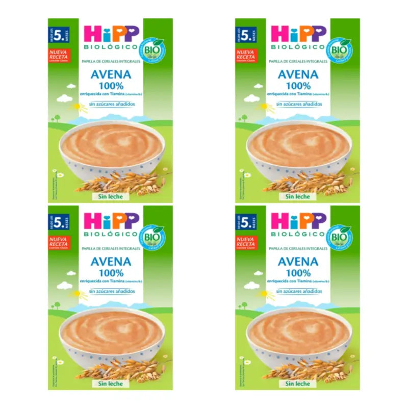 Hipp 100 % Hafer – Bio-Getreidebrei, 4er-Pack à 200 Gramm