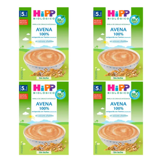 Hipp 100 % Hafer – Bio-Getreidebrei, 4er-Pack à 200 Gramm