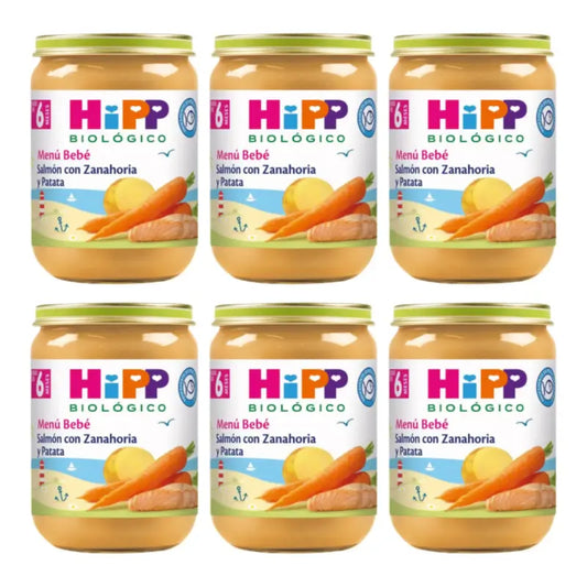 Hipp Bio Lachs mit Möhren und Kartoffeln im Gläschen, 6er-Pack à 190 g