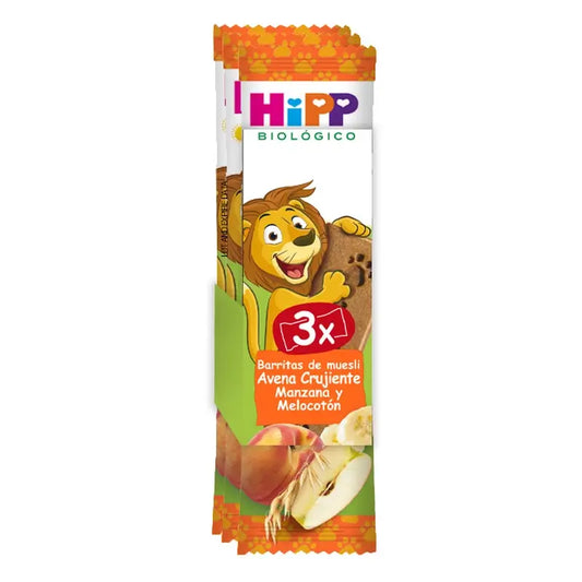 Hipp Biological Pack 3 Haferflocken Apfel & Pfirsich Müsliriegel Schachtel mit 8 Stück