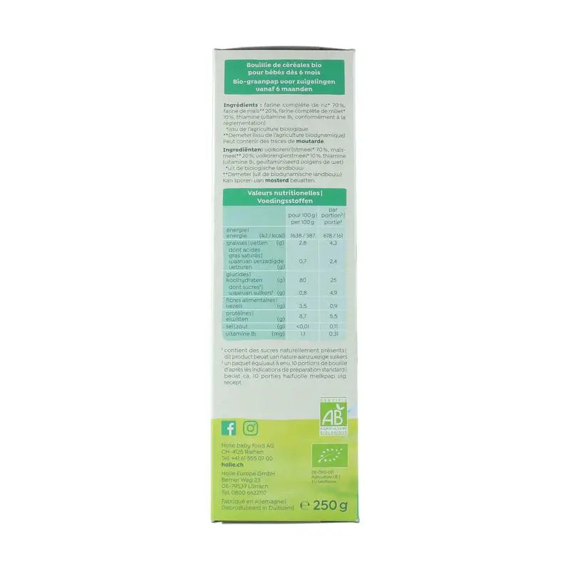 Holle Bio Drei Körner Vollkornbrei, ab 6 Monate 250 g