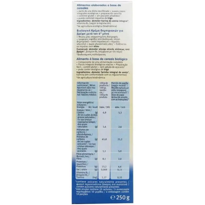 Holle Haferflocken Brei + 4 Monate 250Gr Demeter