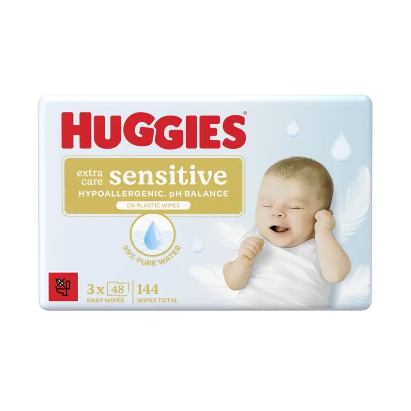 Huggies Extra Care Sensitive Feuchttücher, 144 Stück