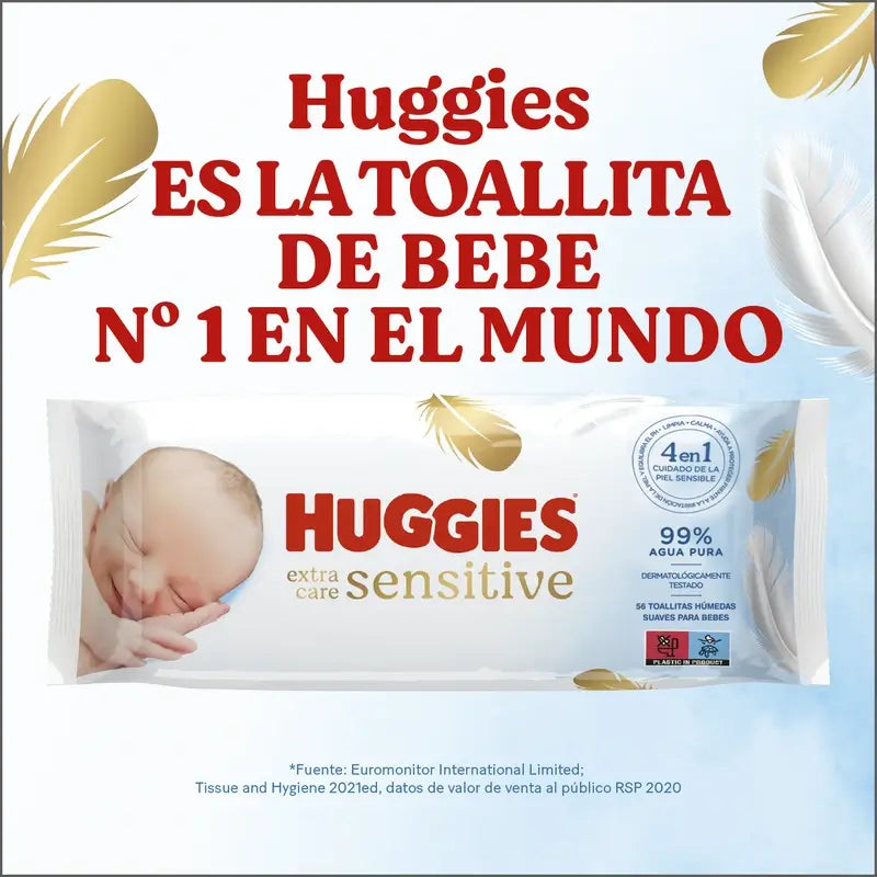 Huggies Extra Care Sensitive Feuchttücher, 144 Stück