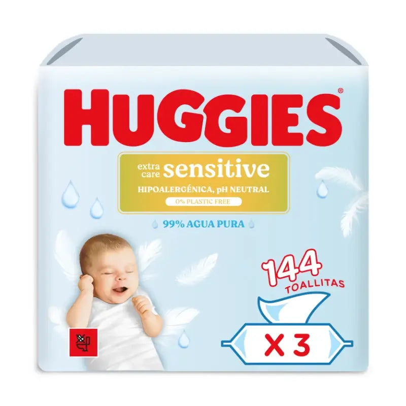 Huggies Extra Care Sensitive Feuchttücher, 144 Stück