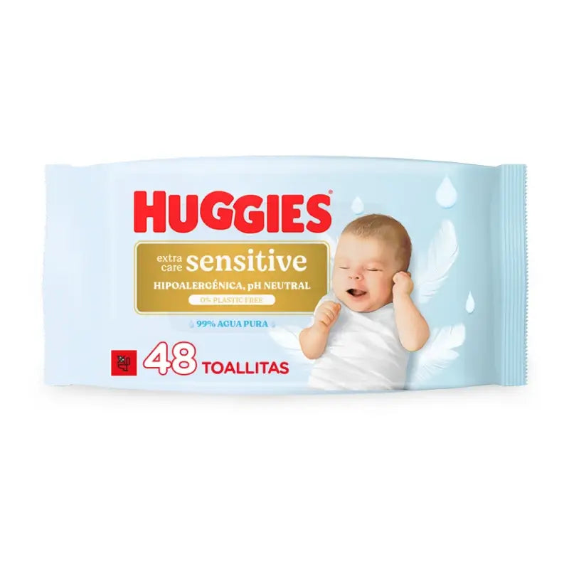 Huggies Extra Care Sensitive Feuchttücher, 48 Stück.