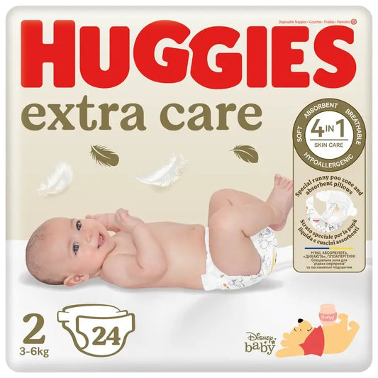 Huggies Extra Care Größe 2 (4-6 kg) Disney Baby Windel, 24 Stück.