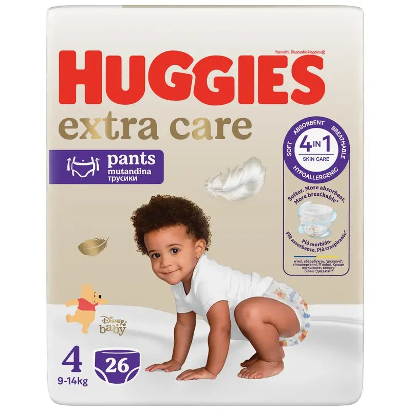Huggies Extra Care Größe 4 (9-14 kg) Disney Baby Windelslips, 26 Stück.