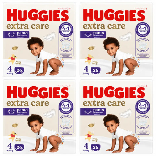 Huggies Extra Care Größe 4 (9-14 kg) Disney Baby Windelslips, 26 Stück, Packung 4