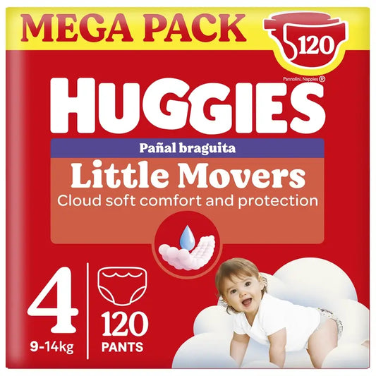 Huggies Little Movers Größe 4 (9-14 kg) Disney Baby Windelslips, 120 Stück.