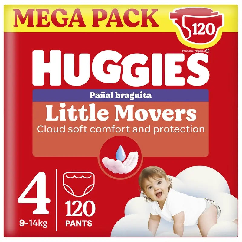Huggies Little Movers Größe 4 (9-14 kg) Disney Baby Windelslips, 120 Stück.