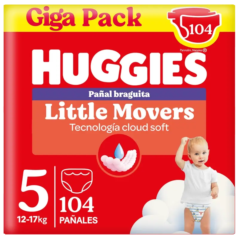 Huggies Little Movers Größe 5 (12-17 kg) Disney Baby Windelhöschen, 104 Stück.